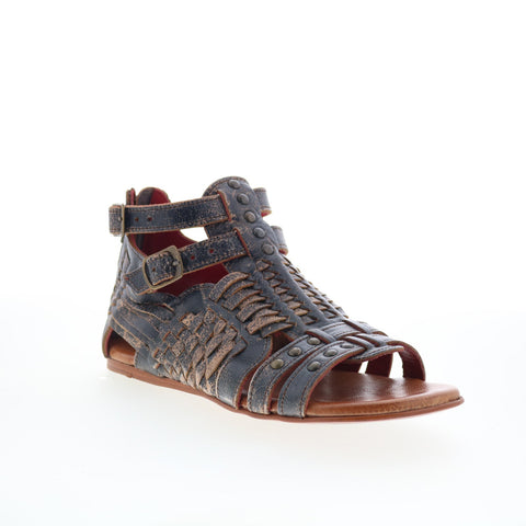Bed Stu Claire III F373183 Womens Black Leather Zipper Strap Sandals Shoes