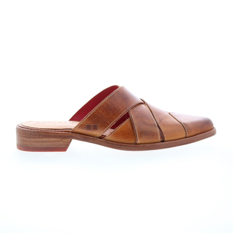 Bed Stu Alba F377006 Womens Brown Leather Slip On Heeled Sandals Shoes