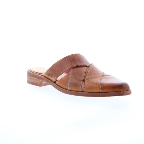 Bed Stu Alba F377006 Womens Brown Leather Slip On Heeled Sandals Shoes