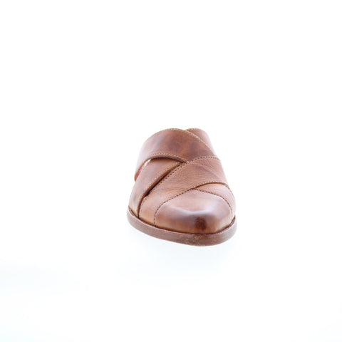Bed Stu Alba F377006 Womens Brown Leather Slip On Heeled Sandals Shoes