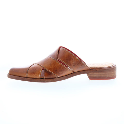 Bed Stu Alba F377006 Womens Brown Leather Slip On Heeled Sandals Shoes