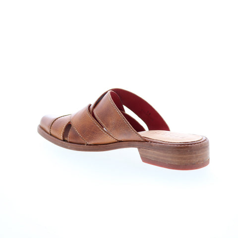 Bed Stu Alba F377006 Womens Brown Leather Slip On Heeled Sandals Shoes