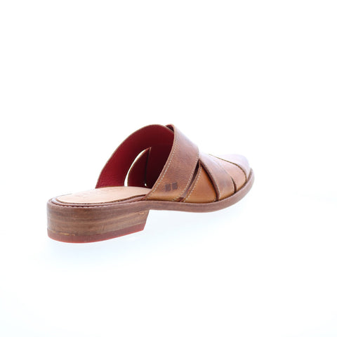 Bed Stu Alba F377006 Womens Brown Leather Slip On Heeled Sandals Shoes