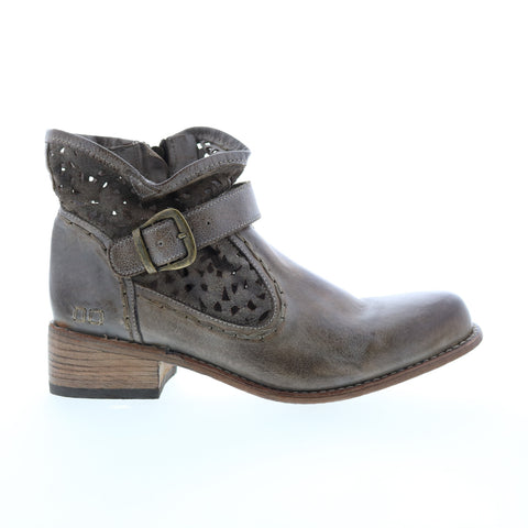Bed Stu Heather F378101 Womens Gray Leather Hook & Loop Casual Dress Boots