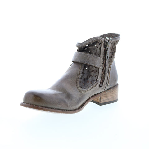 Bed Stu Heather F378101 Womens Gray Leather Hook & Loop Casual Dress Boots
