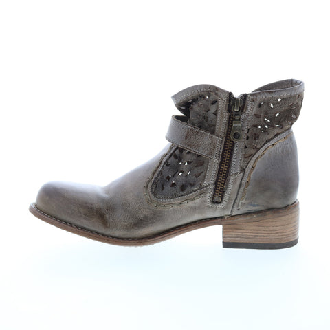 Bed Stu Heather F378101 Womens Gray Leather Hook & Loop Casual Dress Boots
