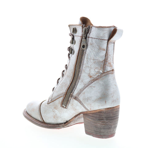 Bed Stu Judgement F385001 Womens Beige Leather Lace Up Ankle & Booties Boots