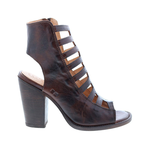 Bed Stu Occam F386005 Womens Brown Leather Zipper Strap Heels Shoes