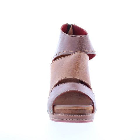 Bed Stu Jessie F386015 Womens Brown Leather Zipper Wedges Heels Shoes