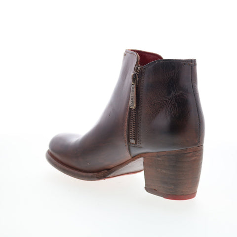 Bed Stu Yell F387002 Womens Brown Leather Zipper Ankle & Booties Boots