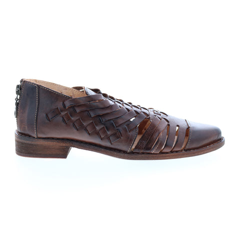 Bed Stu Las Cruces F392006 Womens Brown Leather Zipper Strap Sandals Shoes