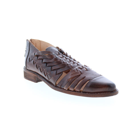 Bed Stu Las Cruces F392006 Womens Brown Leather Zipper Strap Sandals Shoes
