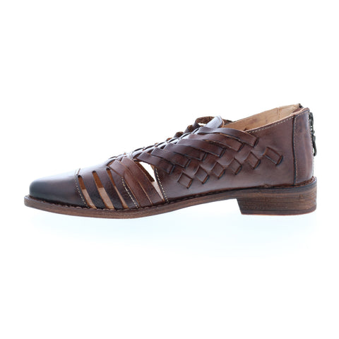 Bed Stu Las Cruces F392006 Womens Brown Leather Zipper Strap Sandals Shoes