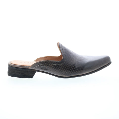 Bed Stu Brenda F392013 Womens Gray Leather Slip On Mule Flats Shoes