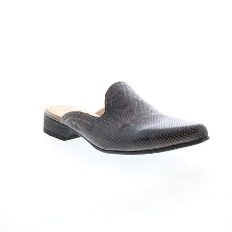 Bed Stu Brenda F392013 Womens Gray Leather Slip On Mule Flats Shoes