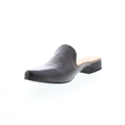 Bed Stu Brenda F392013 Womens Gray Leather Slip On Mule Flats Shoes