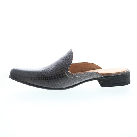 Bed Stu Brenda F392013 Womens Gray Leather Slip On Mule Flats Shoes
