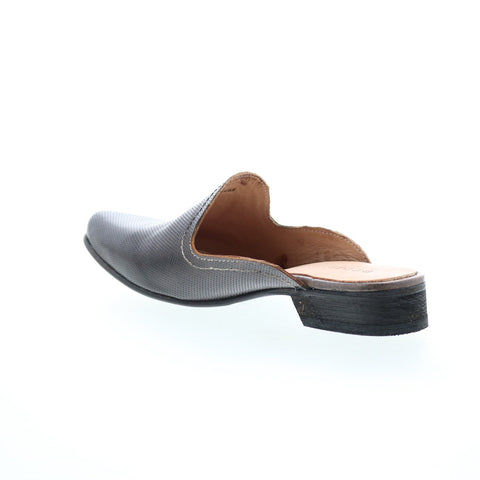 Bed Stu Brenda F392013 Womens Gray Leather Slip On Mule Flats Shoes