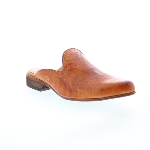 Bed Stu Brenda F392013 Womens Brown Leather Slip On Mule Flats Shoes