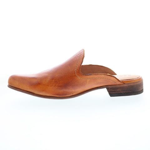 Bed Stu Brenda F392013 Womens Brown Leather Slip On Mule Flats Shoes
