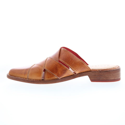 Bed Stu Mayra F392022 Womens Brown Leather Slip On Mule Flats Shoes