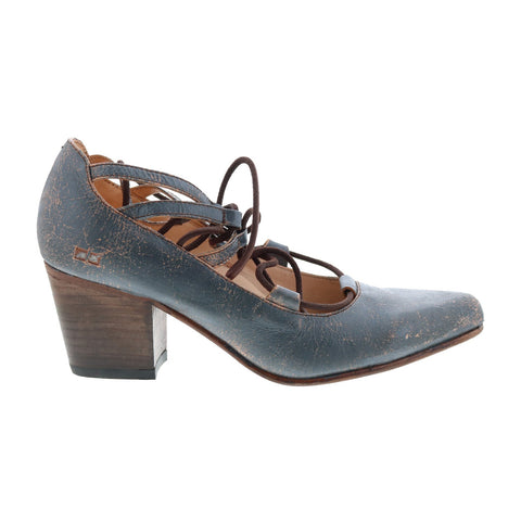 Bed Stu Turalyon F392103 Womens Gray Leather Lace Up Pumps Heels Shoes