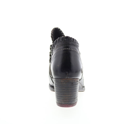 Bed Stu Carla F393009 Womens Black Leather Zipper Ankle & Booties Boots