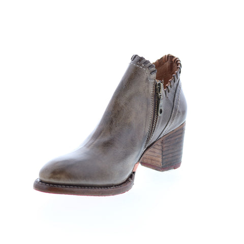 Bed Stu Carla F393009 Womens Gray Leather Zipper Ankle & Booties Boots