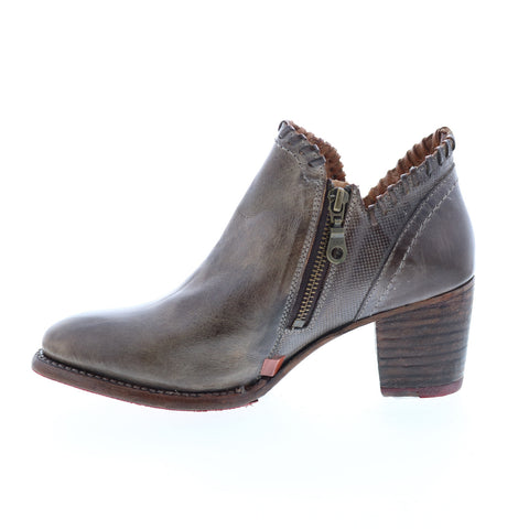 Bed Stu Carla F393009 Womens Gray Leather Zipper Ankle & Booties Boots