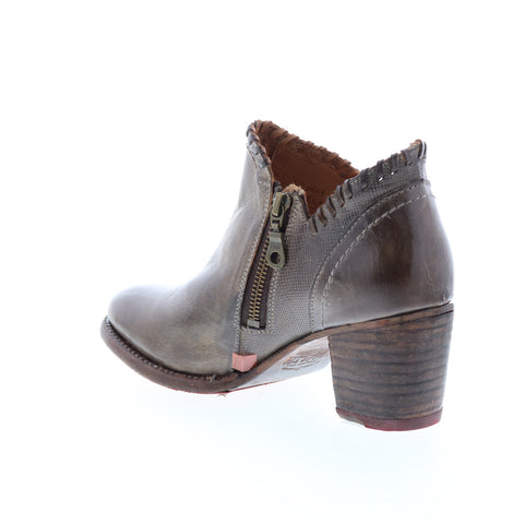 Bed Stu Carla F393009 Womens Gray Leather Zipper Ankle & Booties Boots