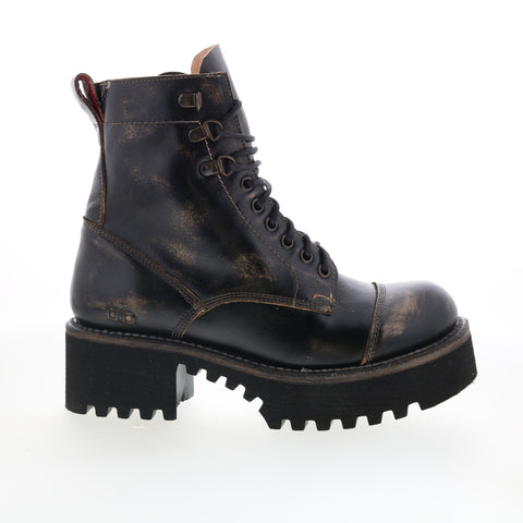 Bed Stu Prudence HI F393042 Womens Black Leather Lace Up Casual Dress Boots
