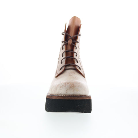 Bed Stu Tanzania F393086 Womens Beige Leather Lace Up Casual Dress Boots