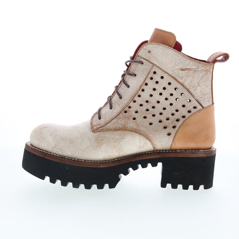 Bed Stu Tanzania F393086 Womens Beige Leather Lace Up Casual Dress Boots