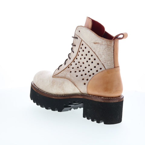 Bed Stu Tanzania F393086 Womens Beige Leather Lace Up Casual Dress Boots