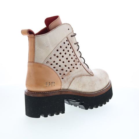 Bed Stu Tanzania F393086 Womens Beige Leather Lace Up Casual Dress Boots