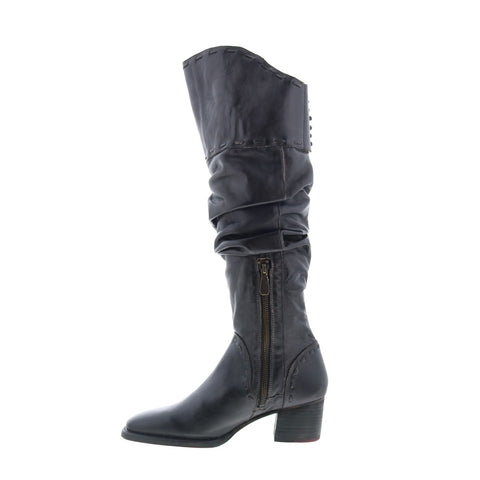 Bed Stu Leilani F393092 Womens Black Leather Zipper Knee High Boots