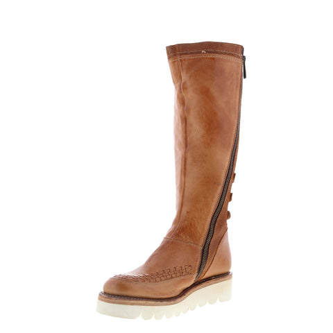 Bed Stu Yoko F393125 Womens Brown Leather Zipper Knee High Boots