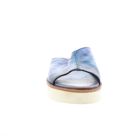Bed Stu Fairlee II F395005 Womens Blue Leather Slip On Slides Sandals Shoes