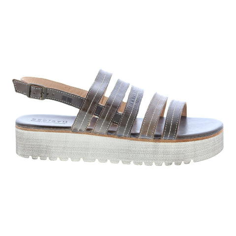Bed Stu Ensley F395014 Womens Gray Leather Platform Sandals Shoes