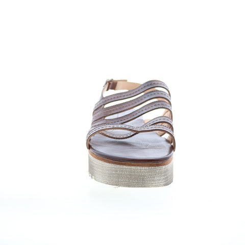 Bed Stu Ensley F395014 Womens Brown Leather Slip On Platform Sandals Shoes