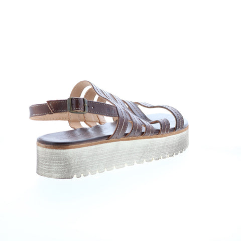 Bed Stu Ensley F395014 Womens Brown Leather Slip On Platform Sandals Shoes