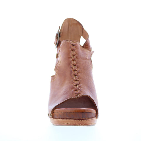 Bed Stu Julissa F399006 Womens Brown Leather Hook & Loop Wedges Heels Shoes