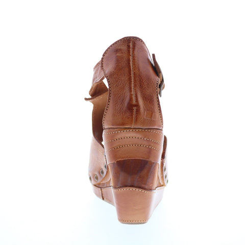 Bed Stu Julissa F399006 Womens Brown Leather Hook & Loop Wedges Heels Shoes