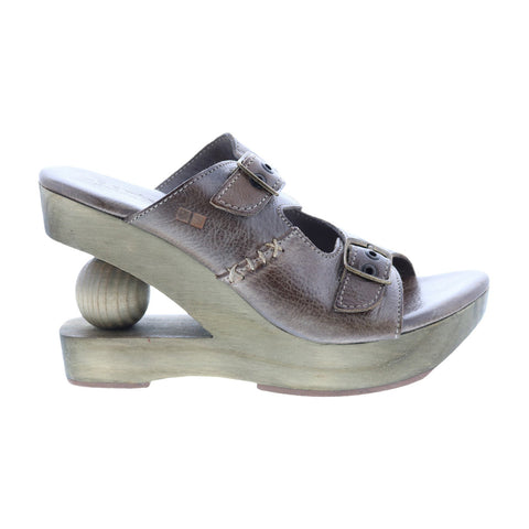 Bed Stu Desiree F399007 Womens Gray Leather Hook & Loop Wedges Sandals Shoes