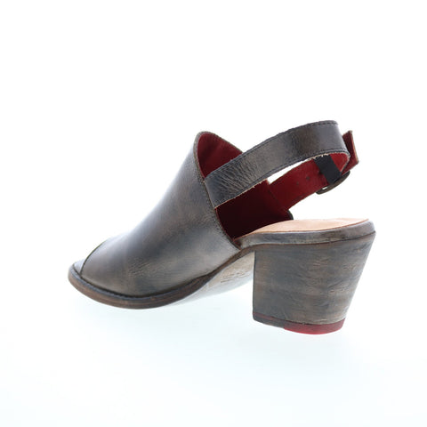 Bed Stu Sierra F399010 Womens Brown Leather Slip On Heeled Sandals Shoes