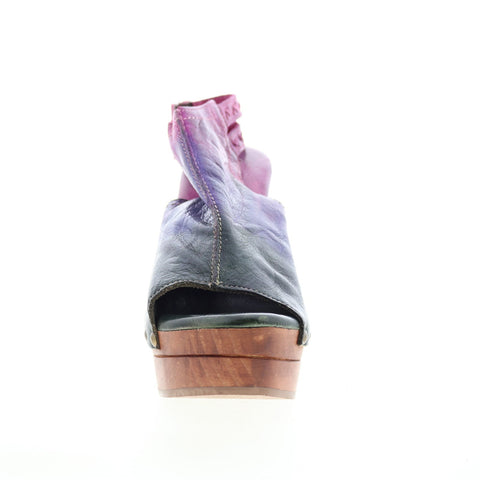 Bed Stu Imelda F399012 Womens Purple Leather Hook & Loop Wedges Heels Shoes