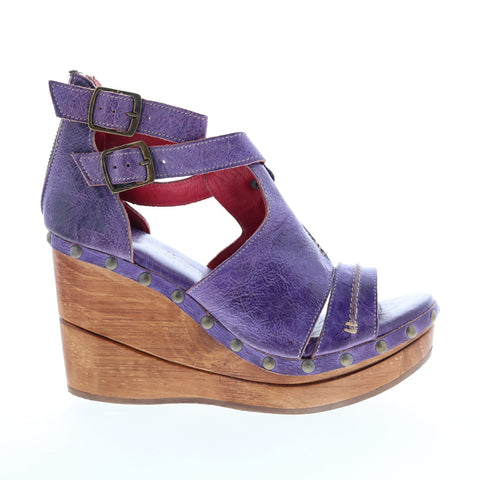 Bed Stu Princess F399029 Womens Purple Leather Zipper Wedges Heels Shoes
