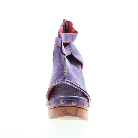 Bed Stu Princess F399029 Womens Purple Leather Zipper Wedges Heels Shoes