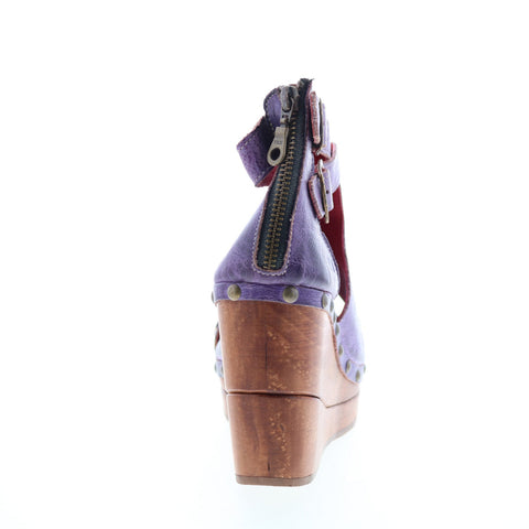 Bed Stu Princess F399029 Womens Purple Leather Zipper Wedges Heels Shoes