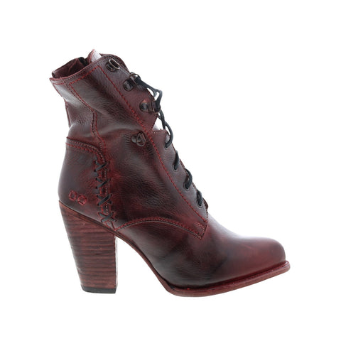 Bed Stu Barrymore F399030 Womens Burgundy Leather Lace Up Casual Dress Boots